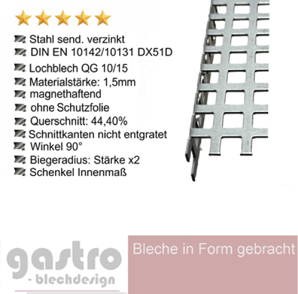 Kantenschutz Winkel aus Stahl verzinkt 1,5 mm